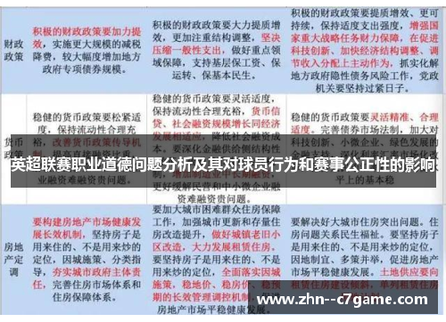 英超联赛职业道德问题分析及其对球员行为和赛事公正性的影响 英超联赛职业道德问题分析及其对球员行为和赛事公正性的影响